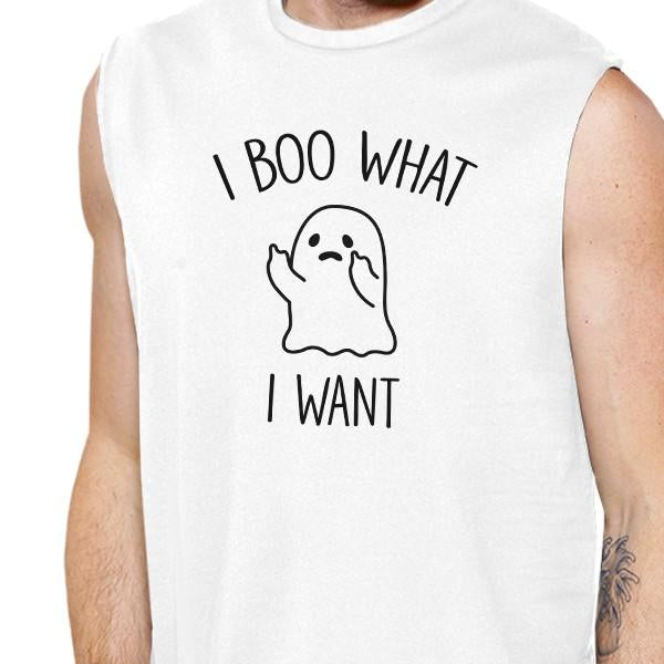 I Boo What I Want Ghost Muscle Tee- White