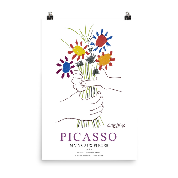 Pablo Picasso Hands With Flowers 1958 Artwork Poster