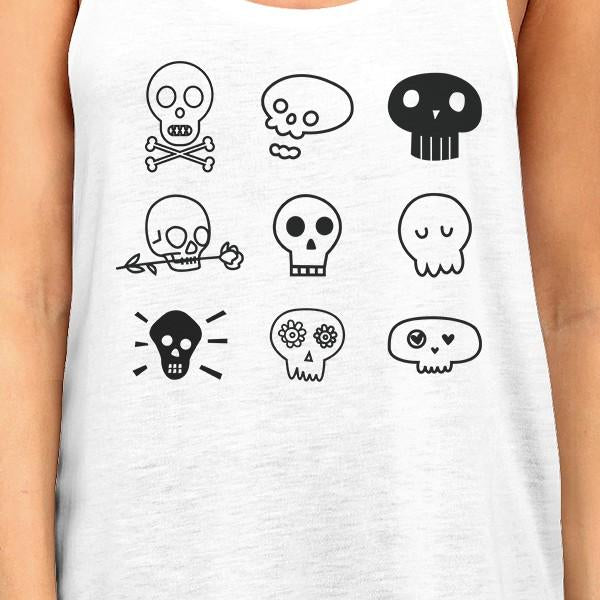 Skulls Women's Tank Top- White