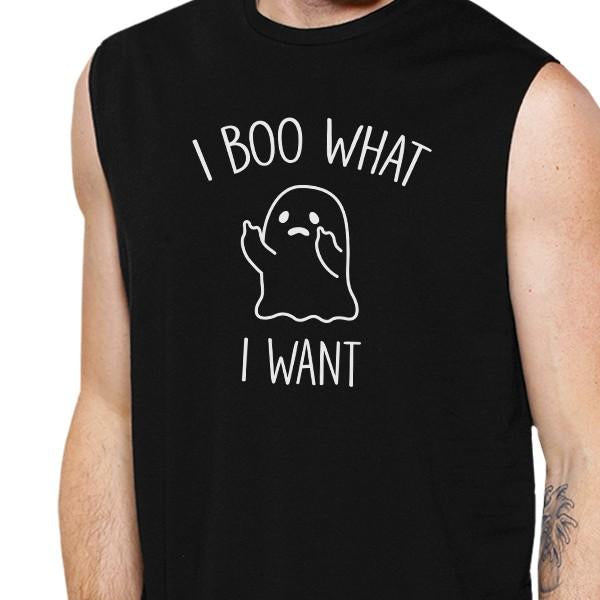 I Boo What I Want Ghost Muscle Tee- Black