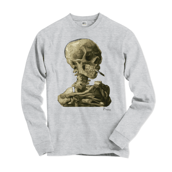 Van Gogh Skull of a Skeleton With Burning Cigarette 1886 Long Sleeve Shirt- 5 Colors