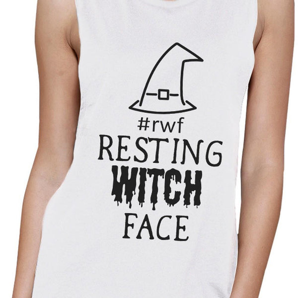 Resting Witch Face Women's Muscle Tee- White