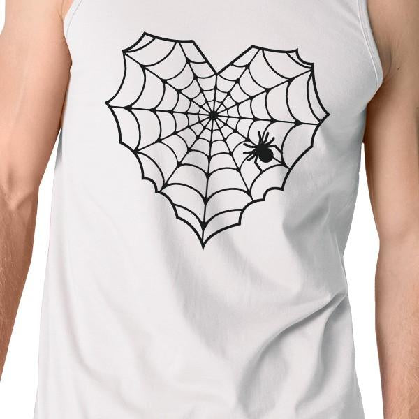 Heart Spider Web Tank Top- White