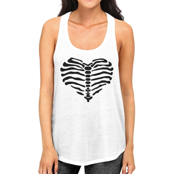 Skeleton Heart Women's Tank Top- White