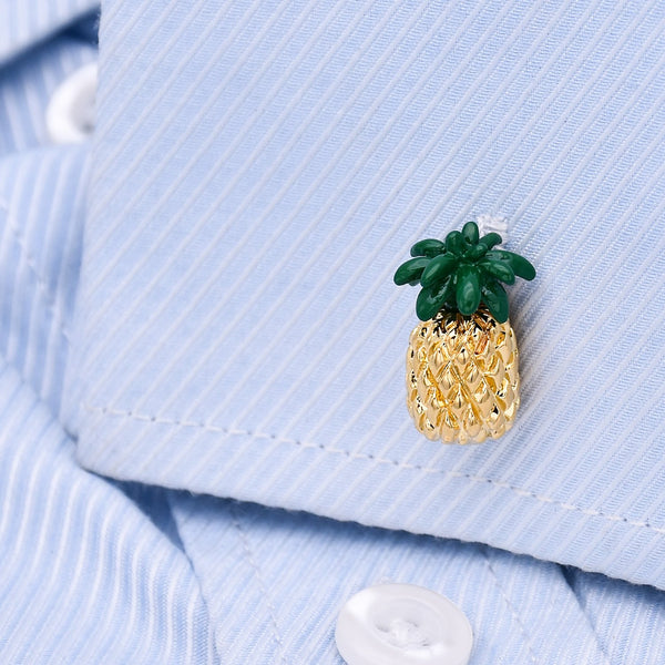 Gold & Green Pineapple Cuff Links
