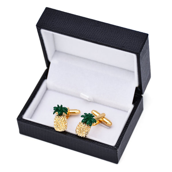 Gold & Green Pineapple Cuff Links