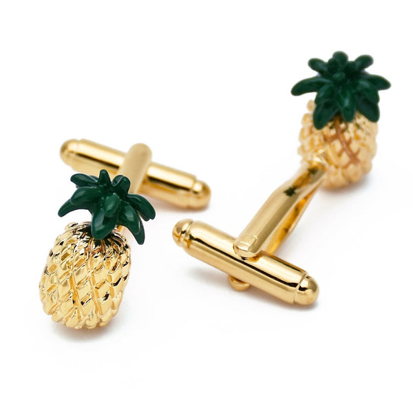 Gold & Green Pineapple Cuff Links