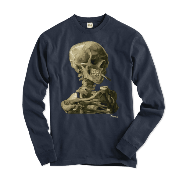 Van Gogh Skull of a Skeleton With Burning Cigarette 1886 Long Sleeve Shirt- 5 Colors