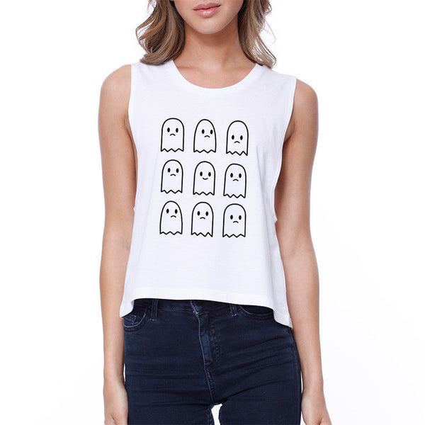 Ghost Pals Crop Top- White