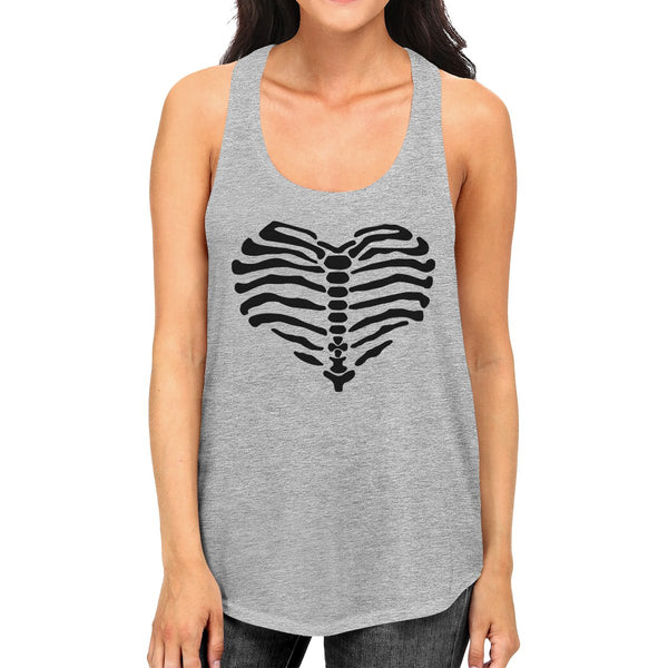 Skeleton Heart Women's Tank Top- Heather Grey