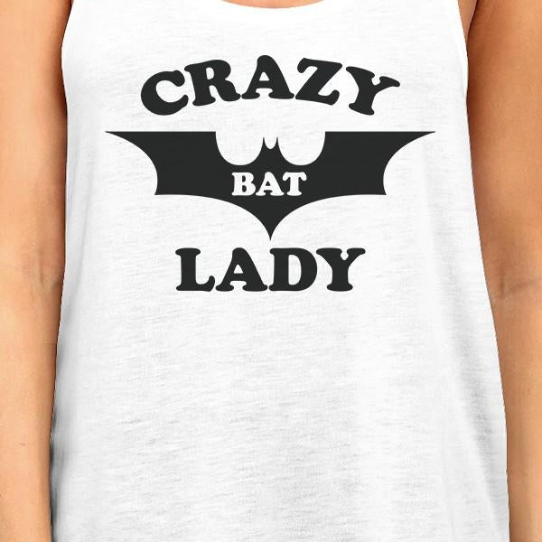 Crazy Bat Lady Racer Back Women's Tank Top- White