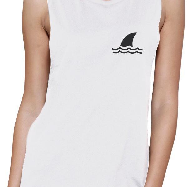 Shark Fin Women's Muscle Tee- White