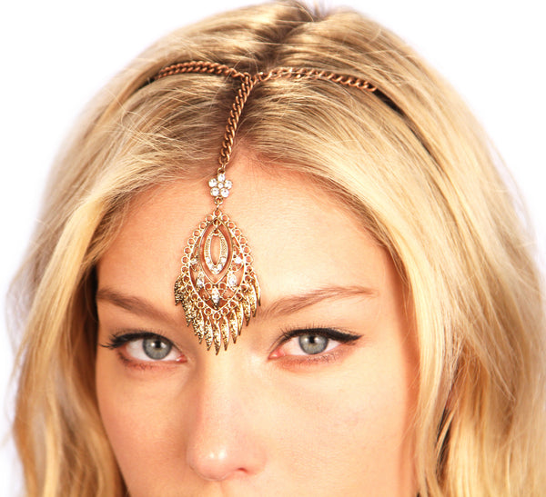 Bronzed Fringe Tikka Chain Headpiece