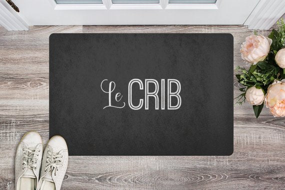 Le Crib Welcome Mat-Black/White