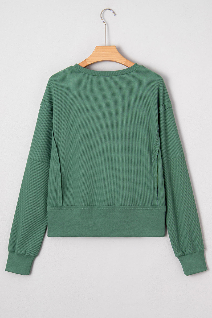 Thermal Knit Drop Shoulder Split Hem Sweatshirt- 2 Colors