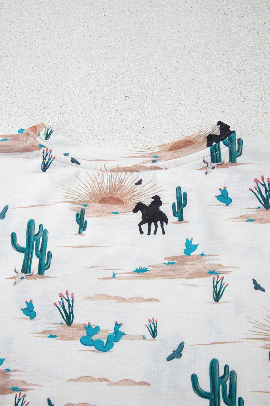 Beige Cactus Cowboy Crew Neck Short Sleeve Graphic T-Shirt