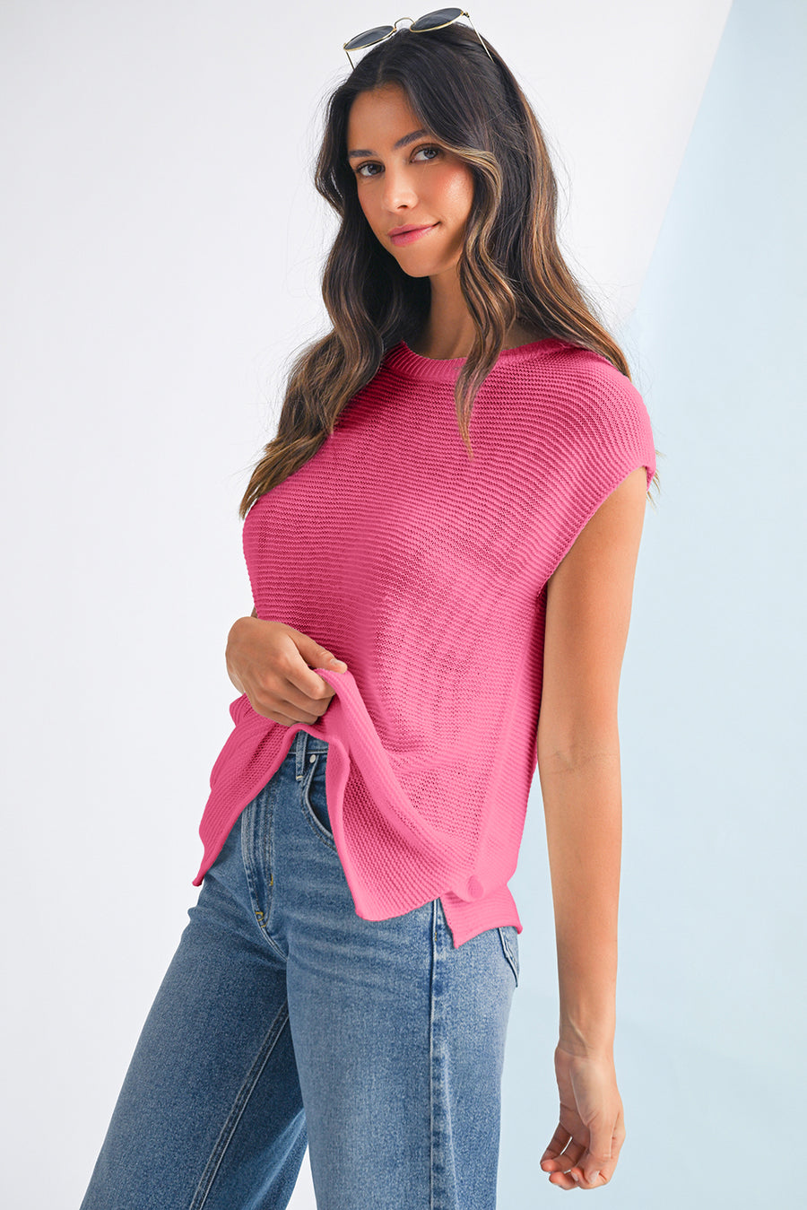 Solid Color Slit Hem Knit Top- 3 Colors