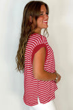 Striped Chest Pocket Crew Neck Muscle Tee- 2 Colors