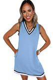 Contrast Trim V-Neck Sleeveless Mini Dress- 2 Colors
