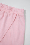Yellow Cream Solid Color Washed Sleeveless Top Split Skort Cotton 2pcs Outfit
