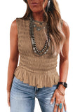 Shirred Slim Fit Ruffle Hem Tank Top- 2 Colors