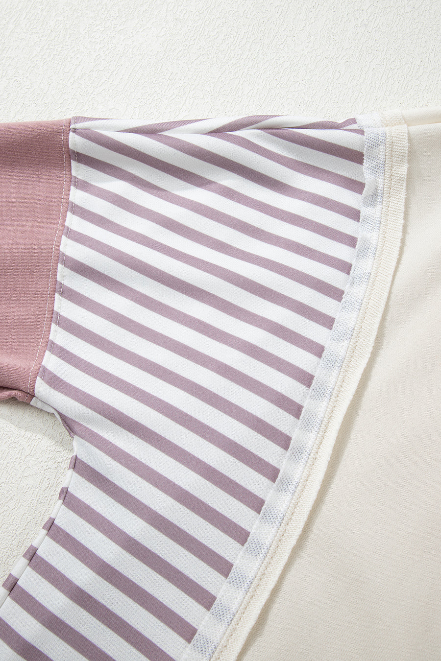 Color Block Striped Patchwork Exposed Seams Side Slits Sweatshirt