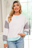 Color Block Patchwork Striped Sleeve Sweatshirt- 3 Colors