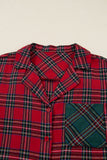 Red Plaid Contrast Color Long Sleeve Pajama Set- 3 Options