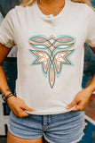 White Boot Stitch Pattern Heat Transfer Printing Cotton Blend Tee