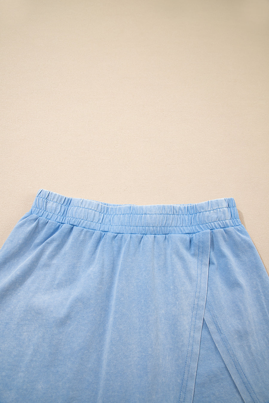Yellow Cream Solid Color Washed Sleeveless Top Split Skort Cotton 2pcs Outfit