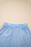 Yellow Cream Solid Color Washed Sleeveless Top Split Skort Cotton 2pcs Outfit