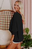Shirred Cuffs Short Sleeve Blouse- 2 Colors