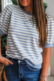 Striped Short Bubble Sleeve T-Shirt- 3 Colors