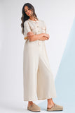 Button-Up Patchwork Pocket Short Sleeve Jumpsuit