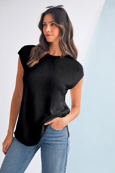 Solid Color Slit Hem Knit Top- 3 Colors