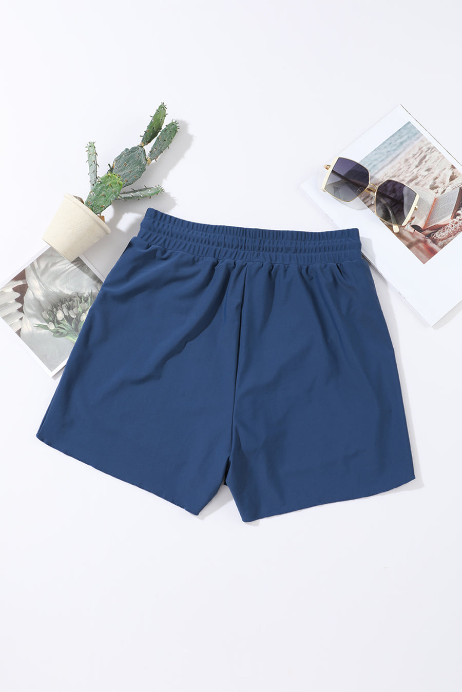 Drawstring Elastic Waist Built-In Brief Swim Shorts- 2 Colors