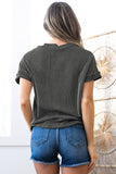 Twist Ribbed Color Block Pocket Crew Neck T-Shirt- 4 Colors