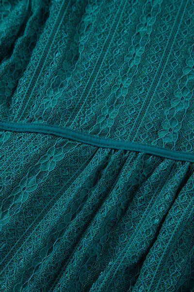 Evergreen Sheer Lace Balloon Sleeve Babydoll Blouse