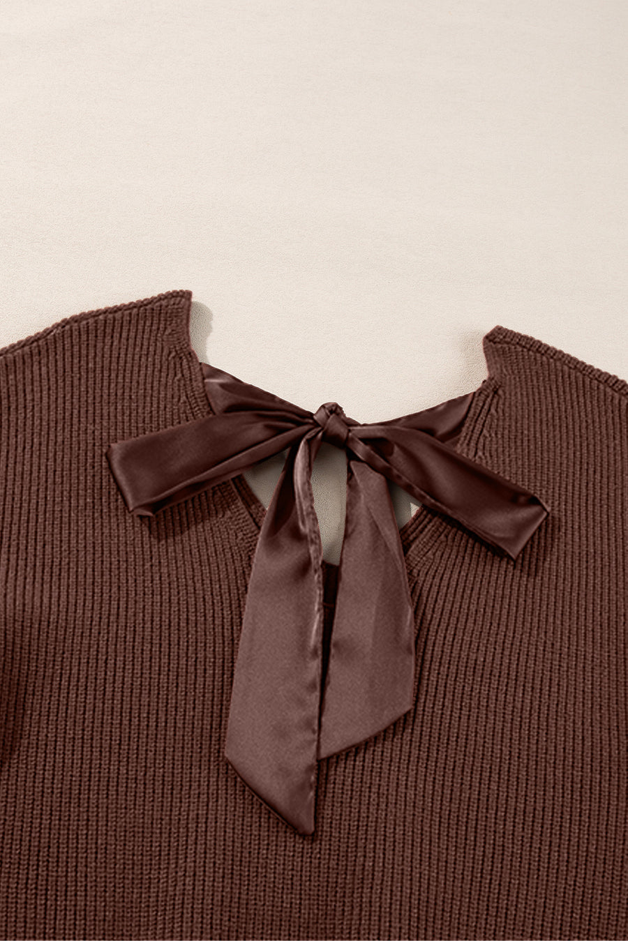 Lantern Sleeve V-Neck Bow Back Sweater- 4 Colors