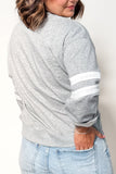 Plus Size Varsity Striped Crew Neck Sweatshirt- 2 Colors