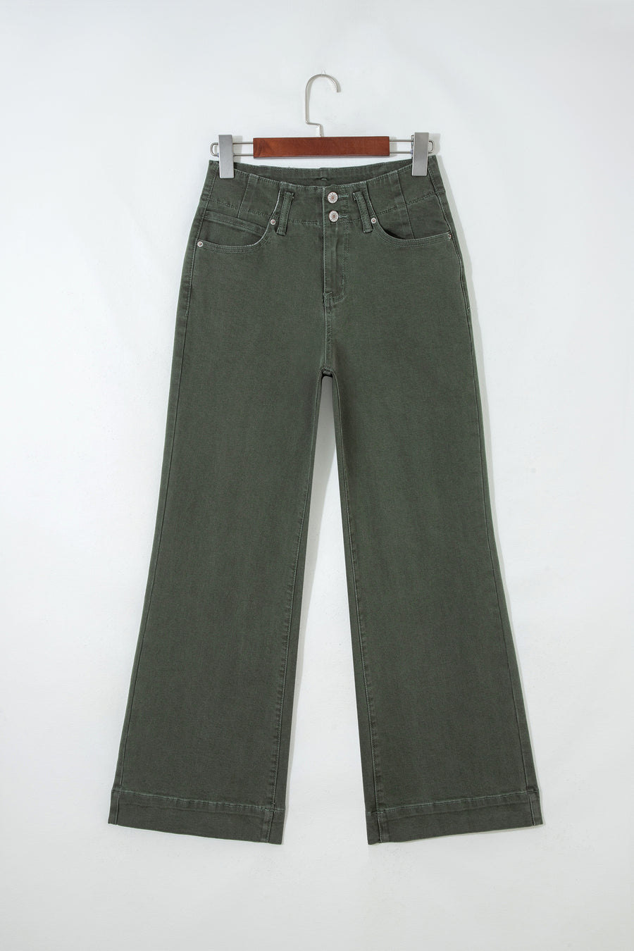 2-Button High Waist Wide Leg Jeans- 4 Colors