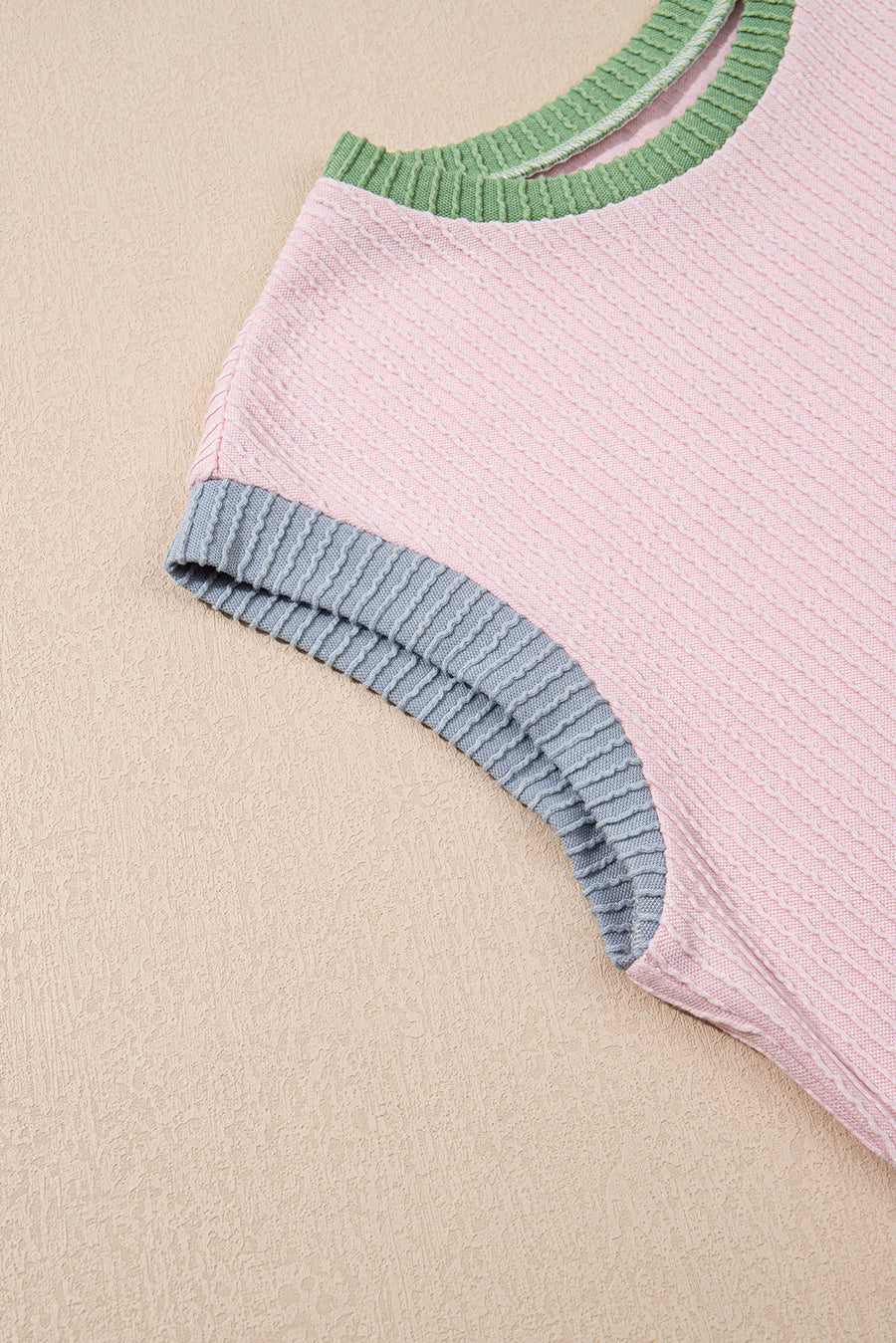 Color Block Corded Crew Neck T-Shirt- 2 Colors