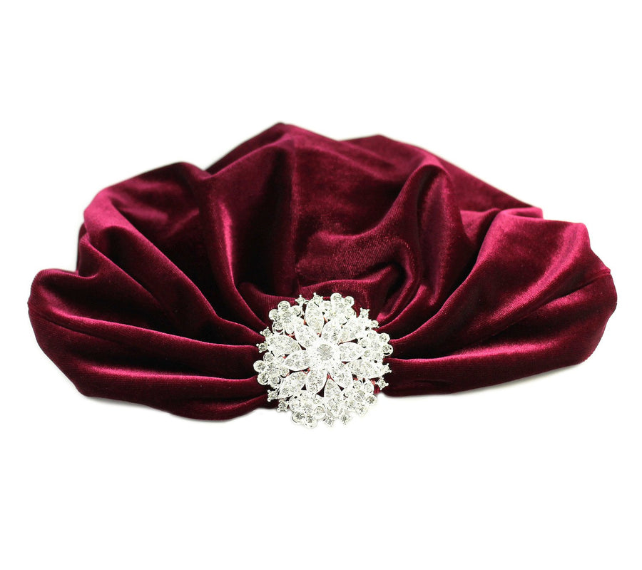 Flapper Crystal Floral Pendant Turban- 2 Colors