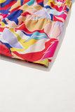 Abstract Print Flutter Sleeve Tiered Mini Dress