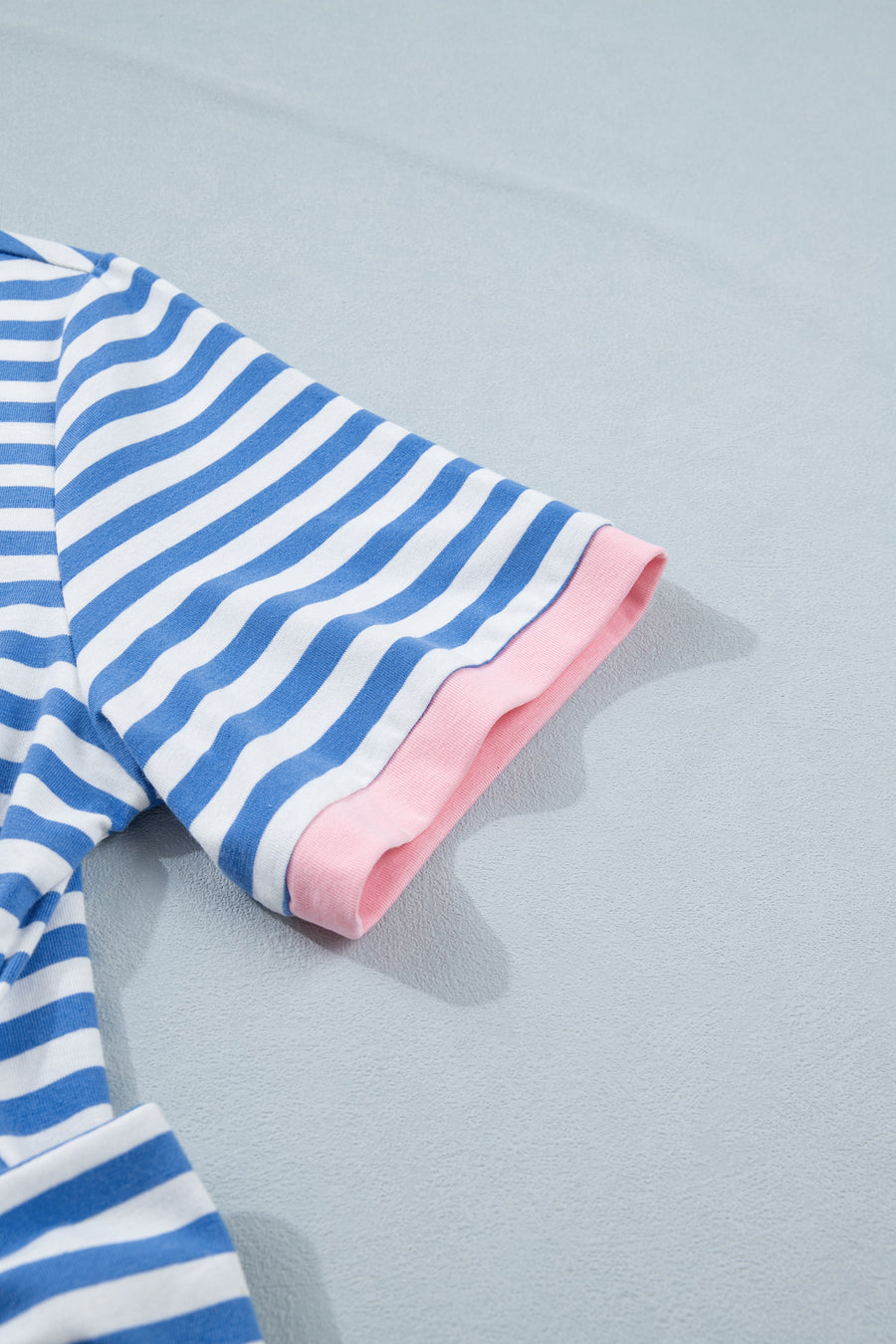 Striped Tie Front Contrast Trim Crew Neck T-Shirt Mini Dress- 3 Colors