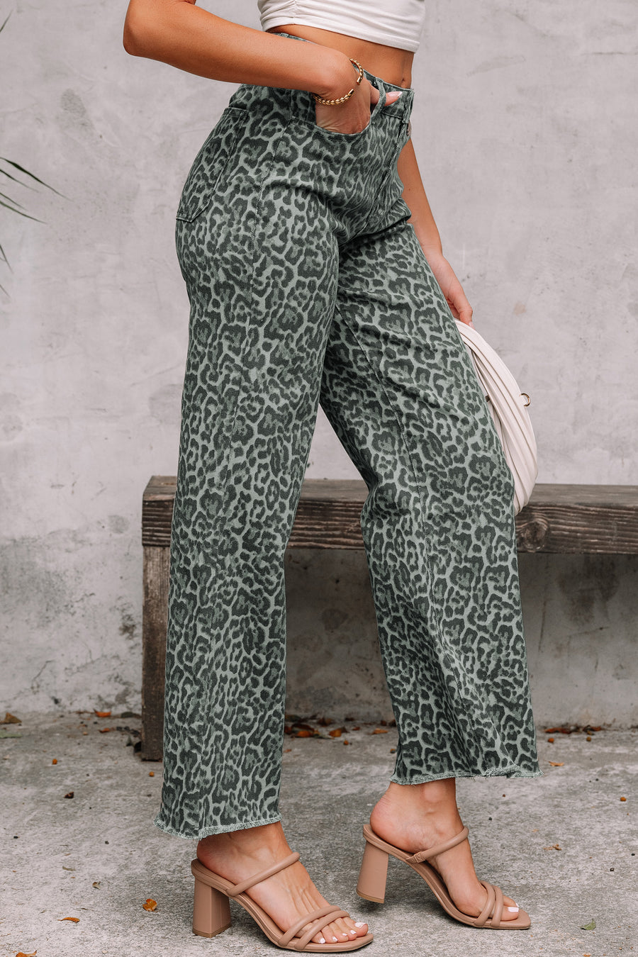 Print Frayed Edge Wide Leg High-Waist Jeans- 7 Styles