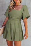 Valerian Square Neck Ruched Puff Sleeve Romper