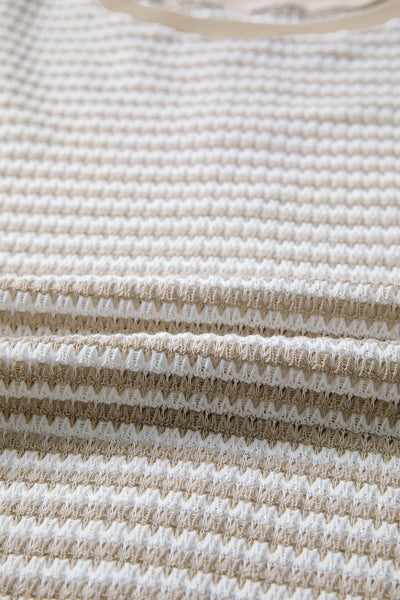 Striped Ribbed Exposed Seam Long Sleeve Oversized Top- 3 Colors