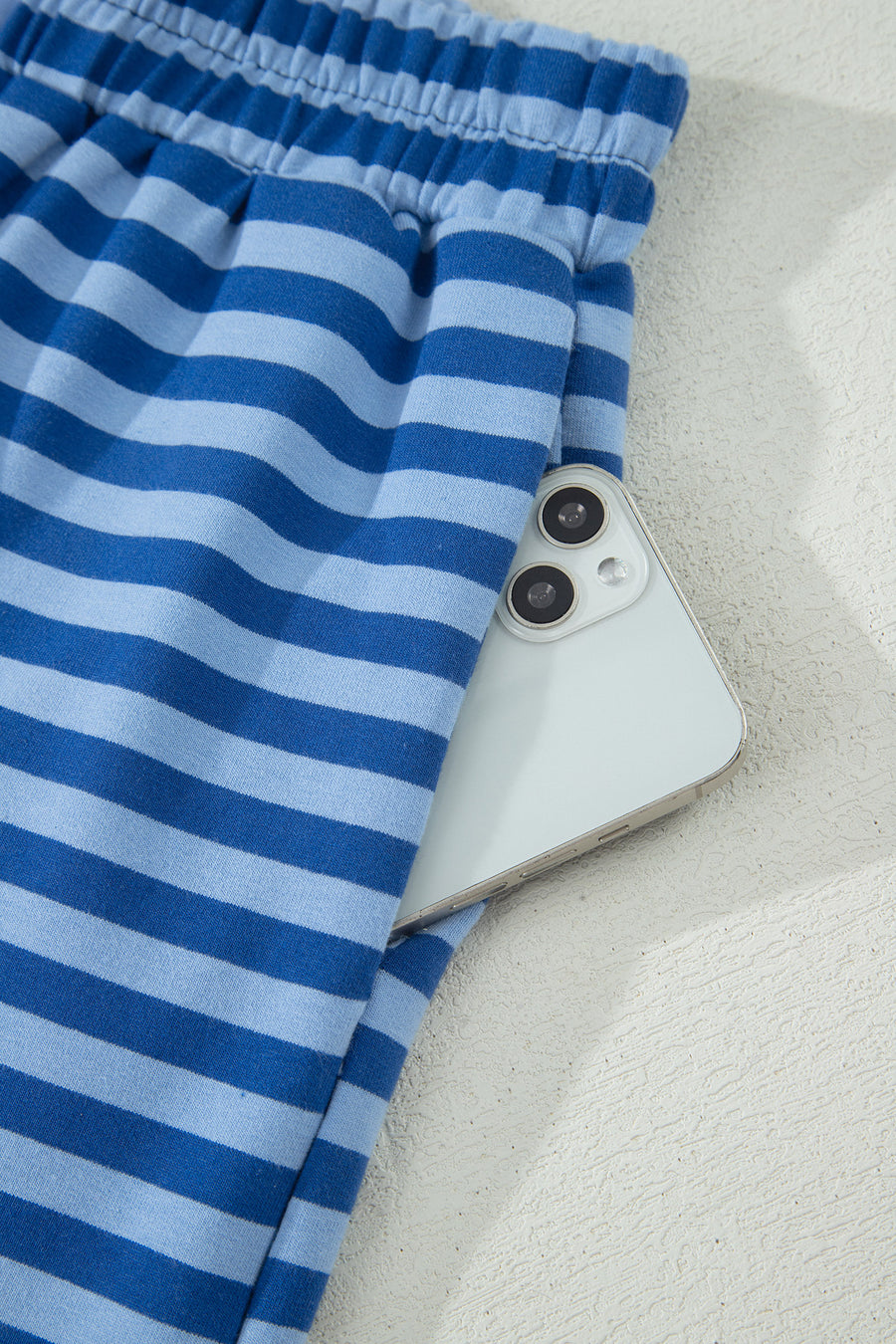 Striped Ribbed Short Sleeve T-Shirt and Shorts Set- 3 Colors