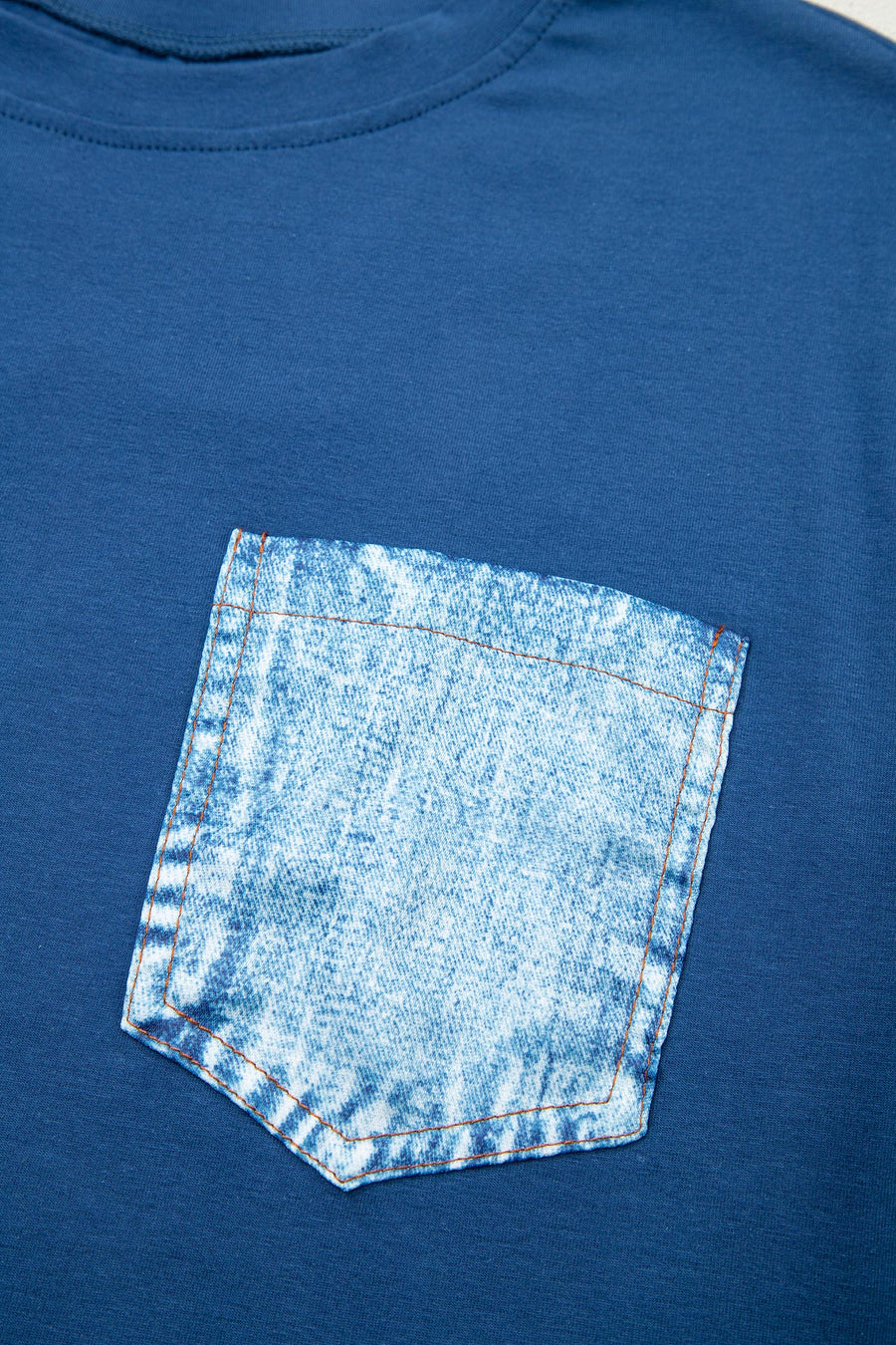 Printed Denim Chest Pocket Graphic T-Shirt- 2 Colors